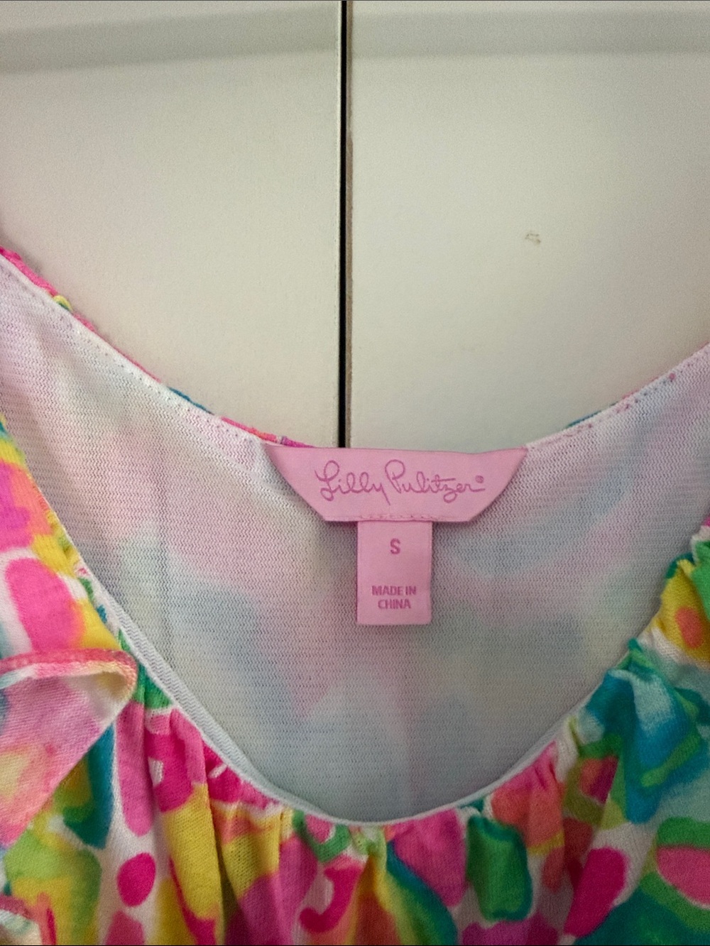 Lilly Pulitzer Pink, Yellow & Green Print Ruffle Strap Romper - Picture 2 of 5